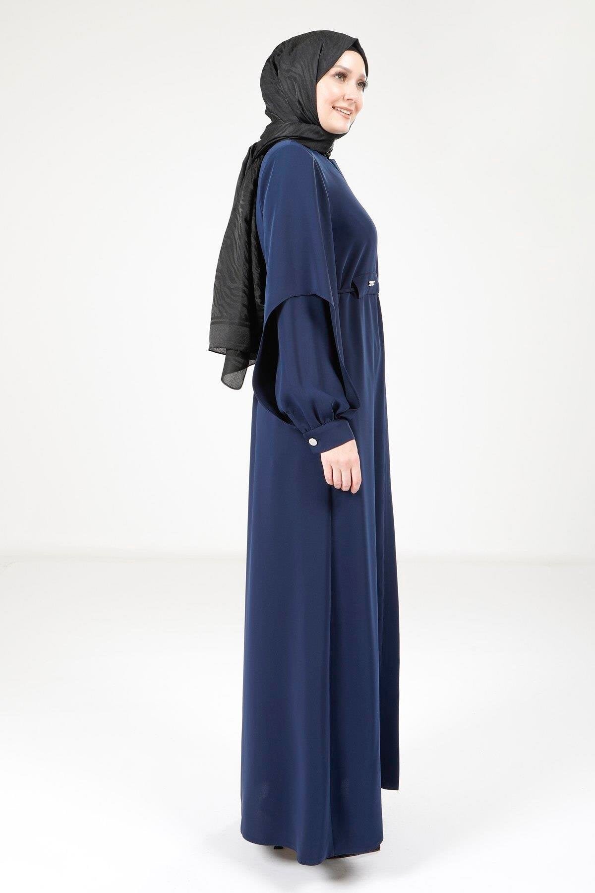 Double Sleeve Abaya - Navy Blue - Beyza