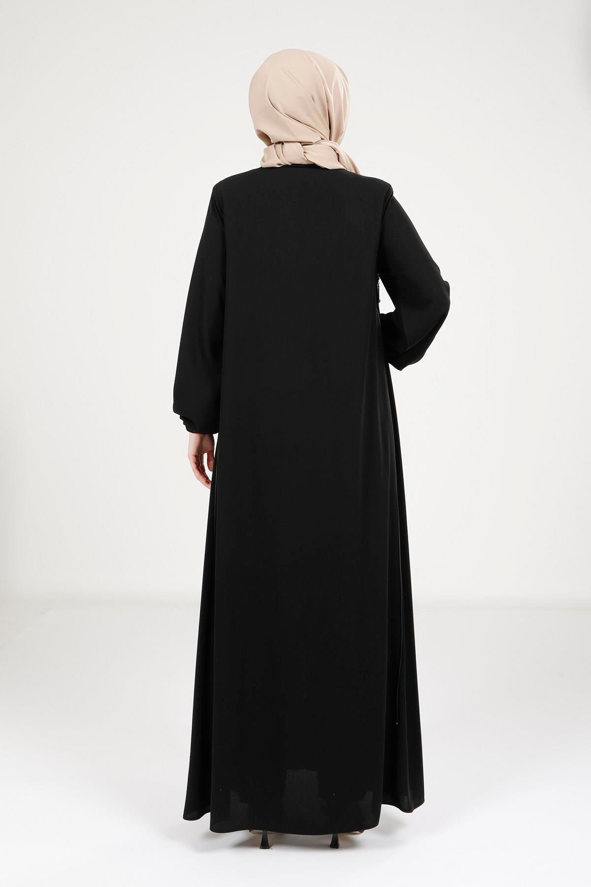 Double-Zipper Abaya - Black - Beyza