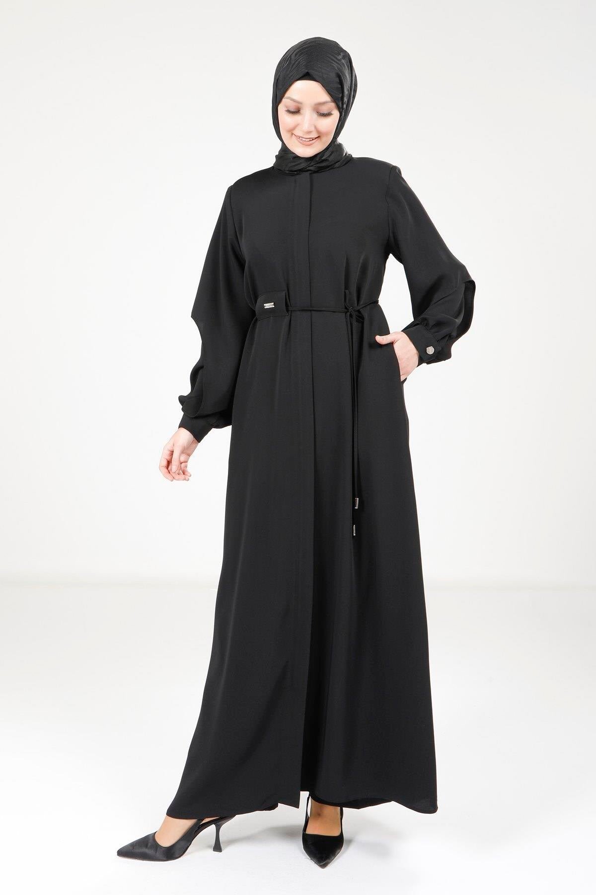 Double-Sleeve Abaya - Black - Beyza