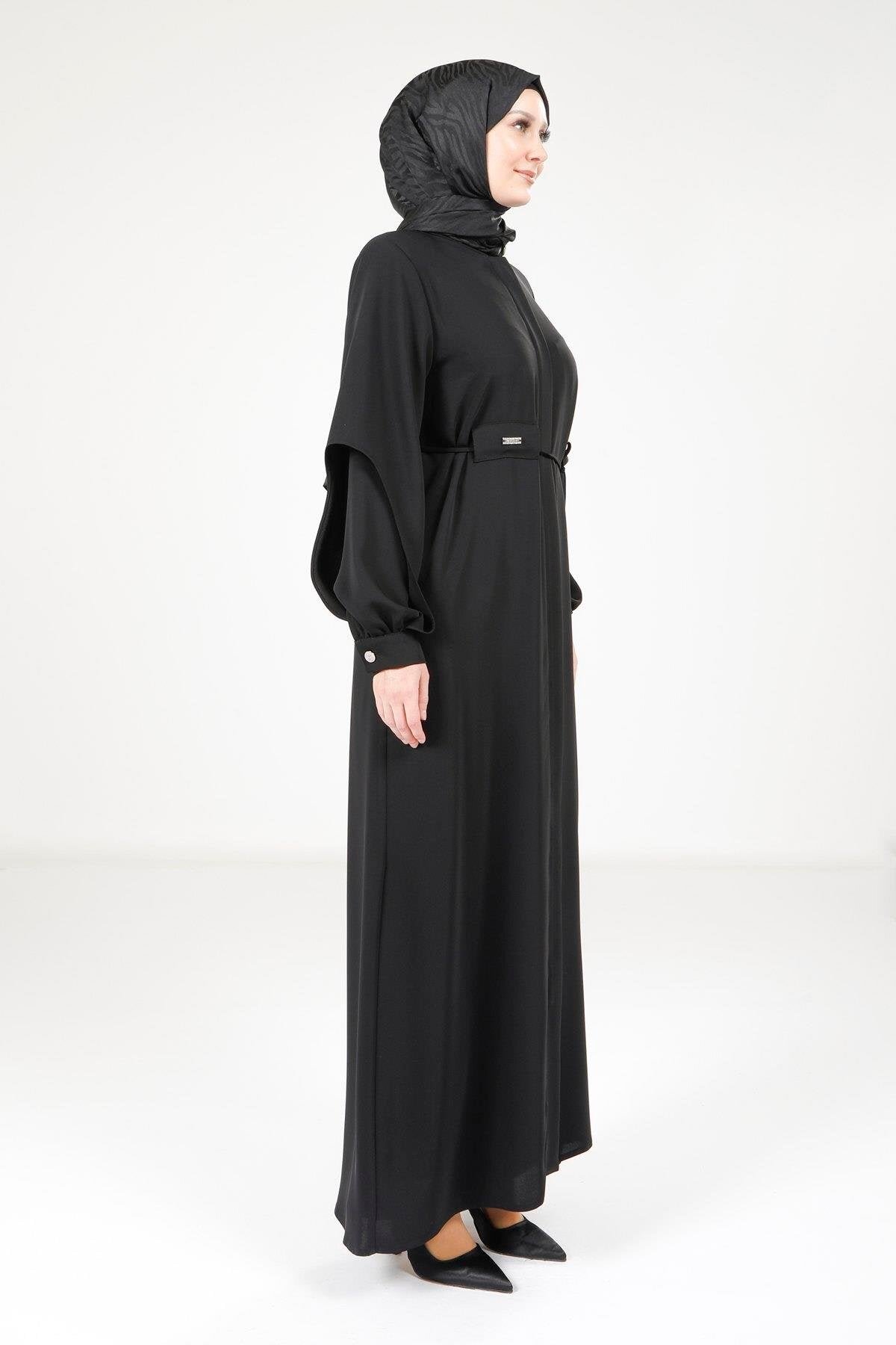 Double-Sleeve Abaya - Black - Beyza