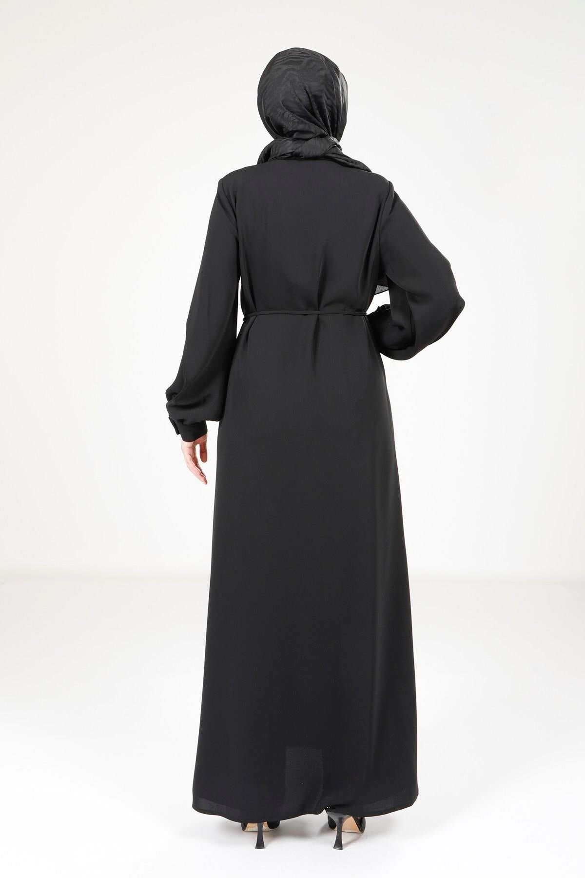 Double-Sleeve Abaya - Black - Beyza
