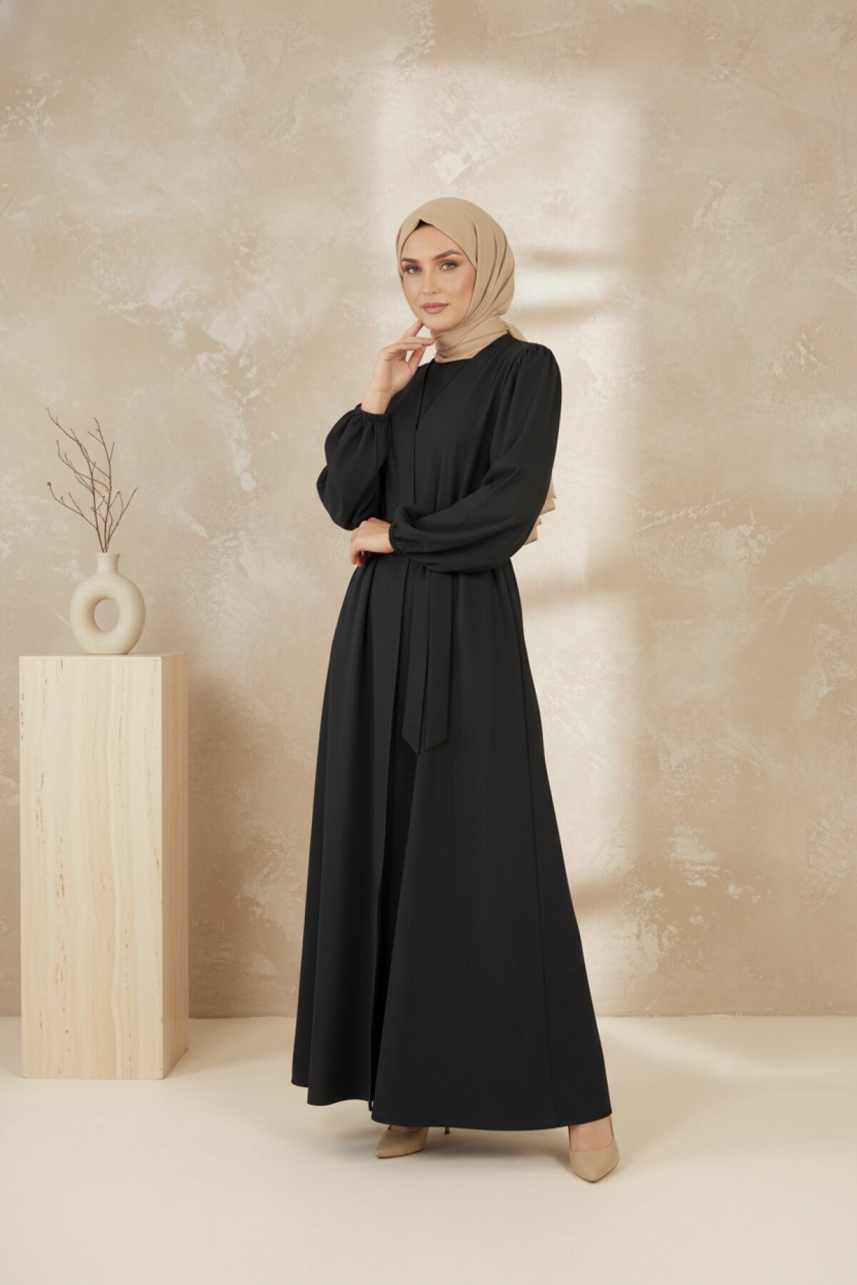 Siyah Dubai İpekli Ferace - Beyza