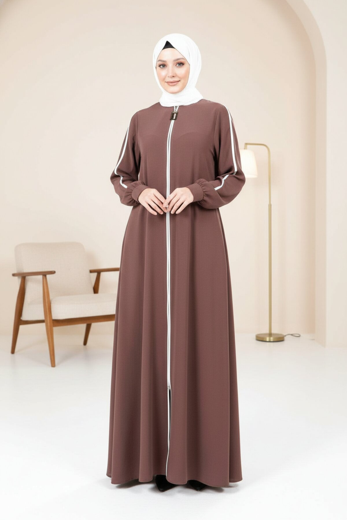 Piping-Detail Abaya - Mink - Beyza