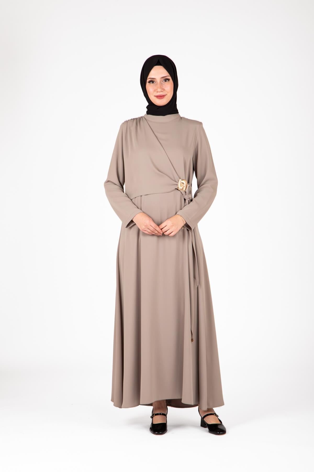 Vizon Tokalı Tesettür Elbise - Beyza