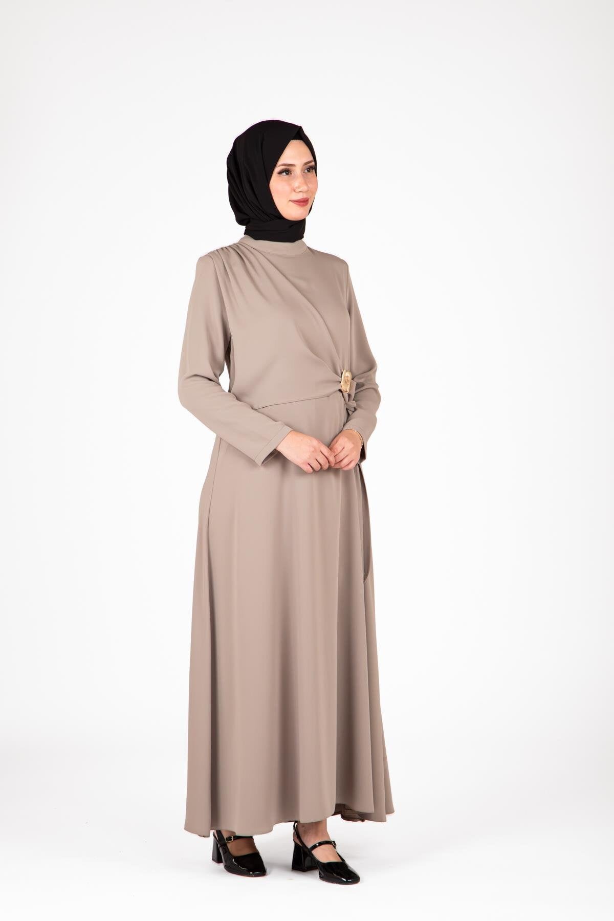 Vizon Tokalı Tesettür Elbise - Beyza