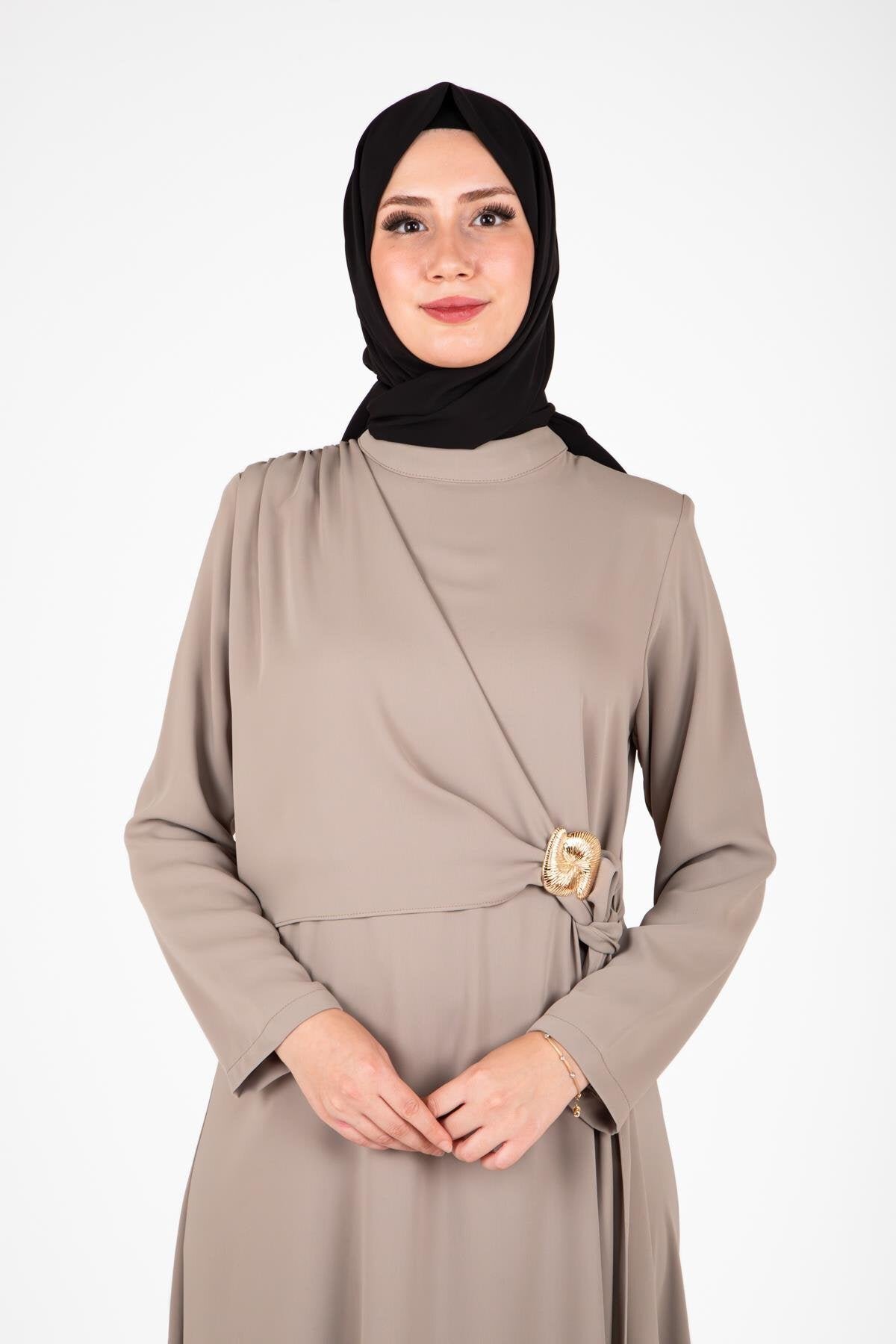 Vizon Tokalı Tesettür Elbise - Beyza