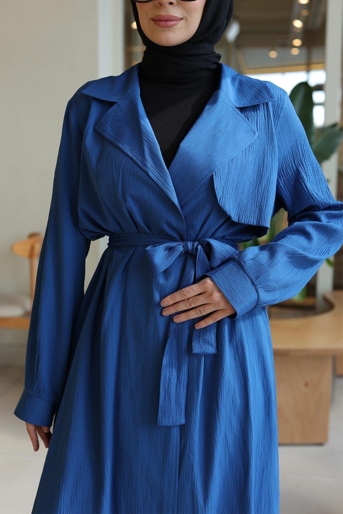Moon Piece Detailed Modest Two-Piece Set - Indigo - Misskayle