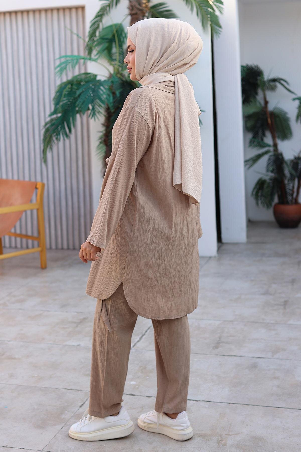 Kimono Tie-Detail Modest Set - Mink - Misskayle