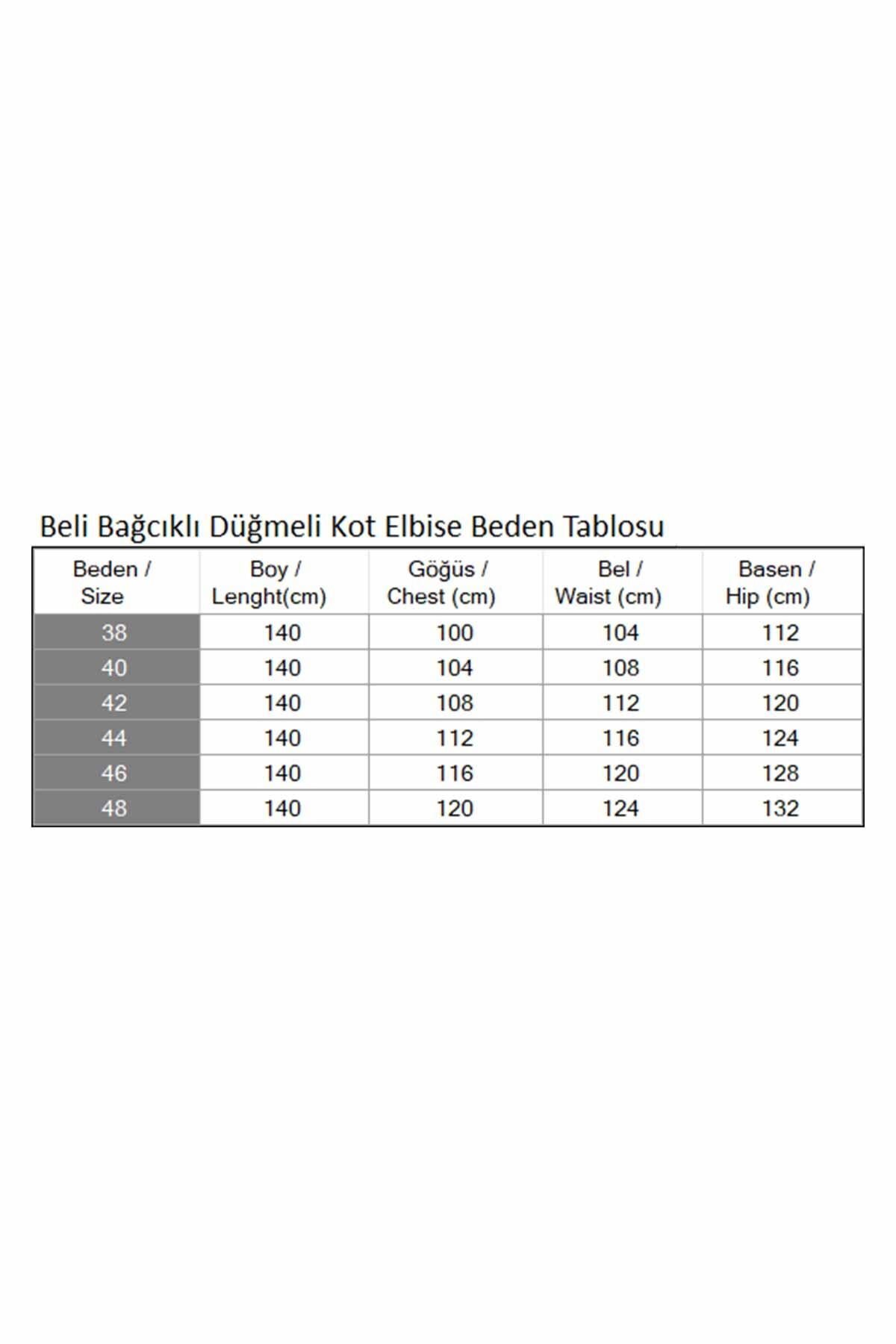Açık Mavi Beli Bağcıklı Düğmeli Kot Tesettür Elbise - Modamihram