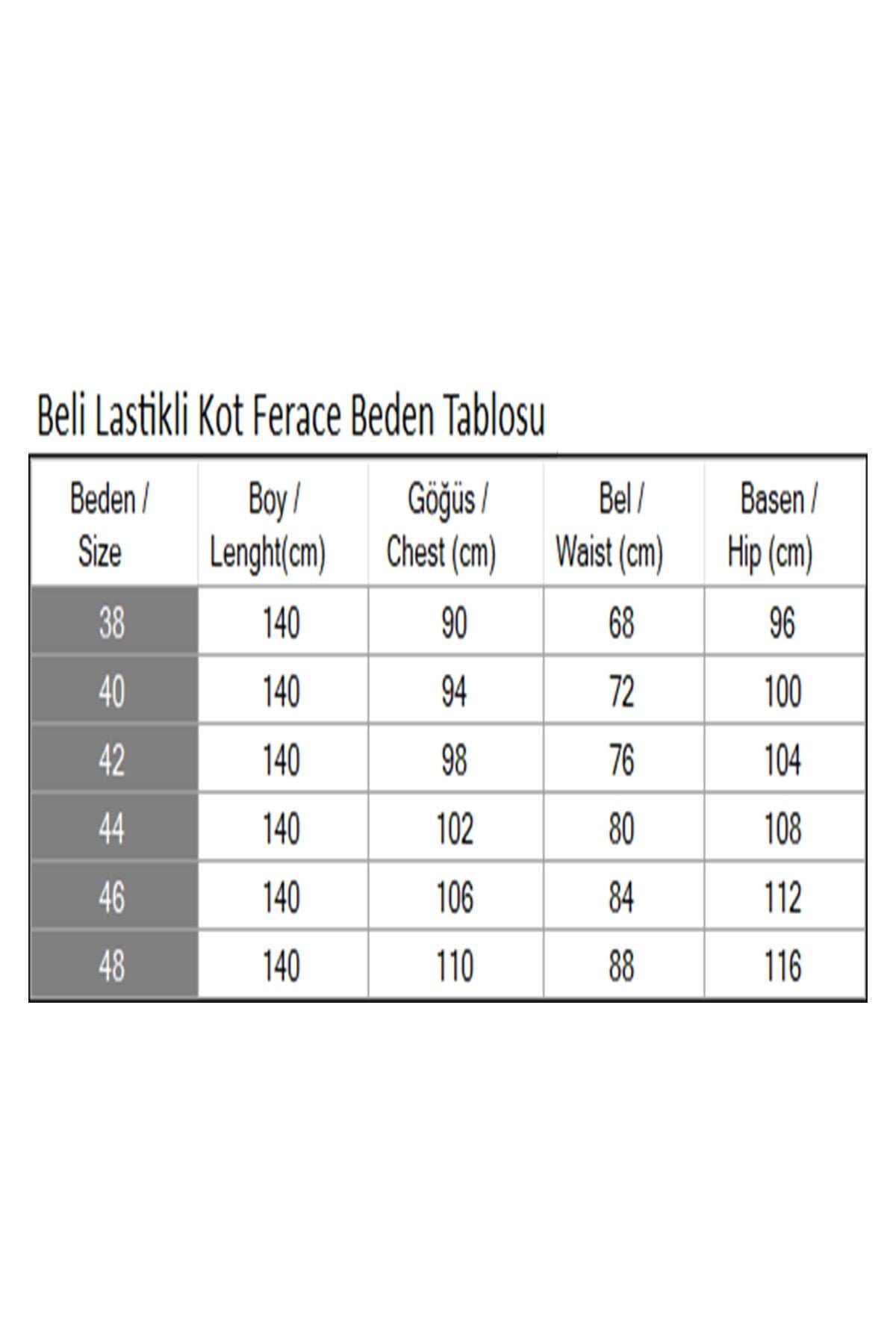 Açık Mavi Beli Lastikli Kot Ferace - Modamihram