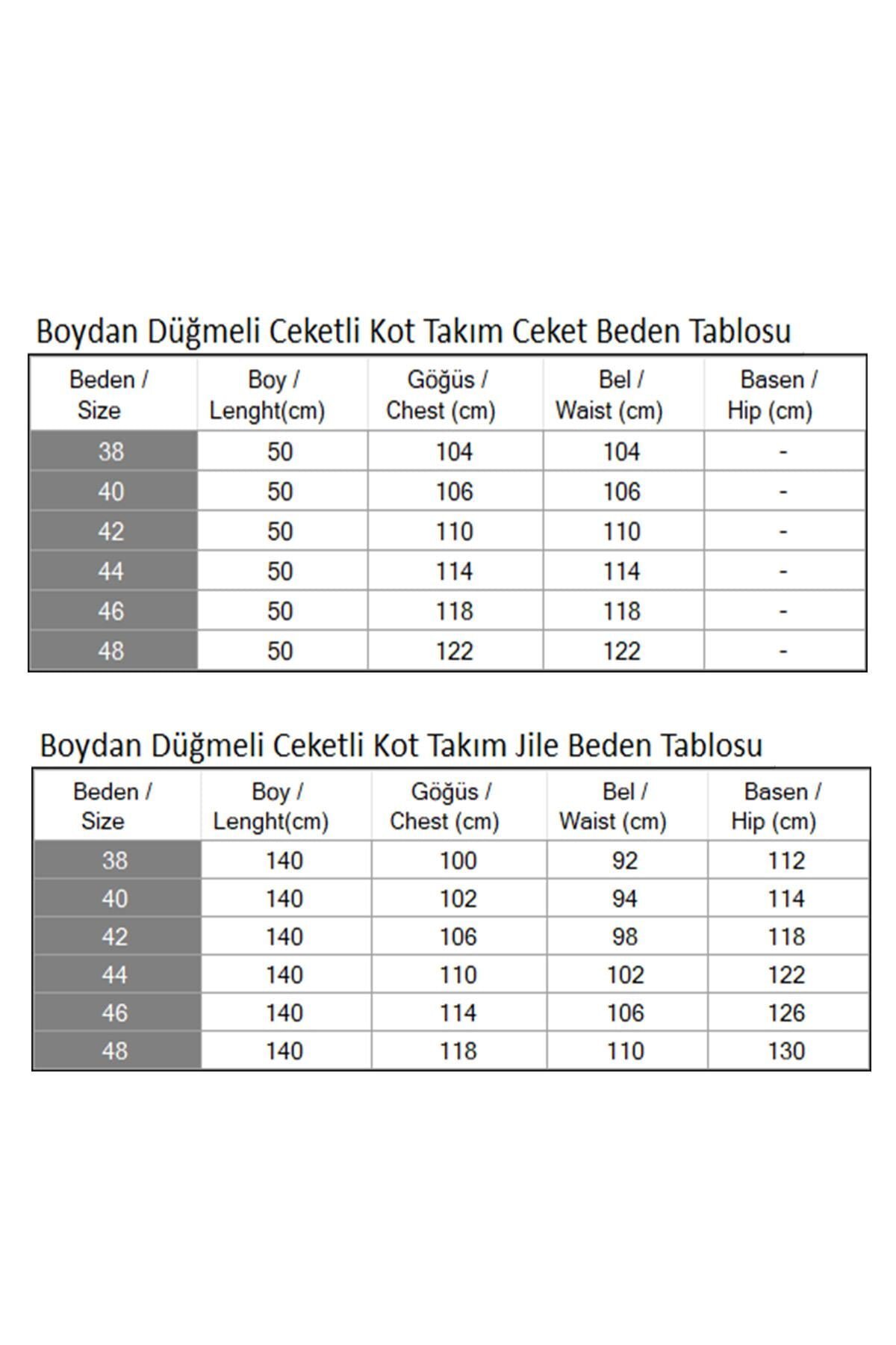 Koyu Mavi Boydan Düğmeli Ceketli Kot Tesettür Takım - Modamihram