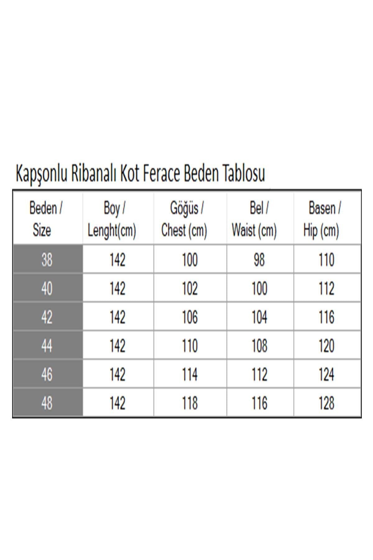 Koyu Mavi Kapşonlu Ribanalı Kot Ferace - Modamihram