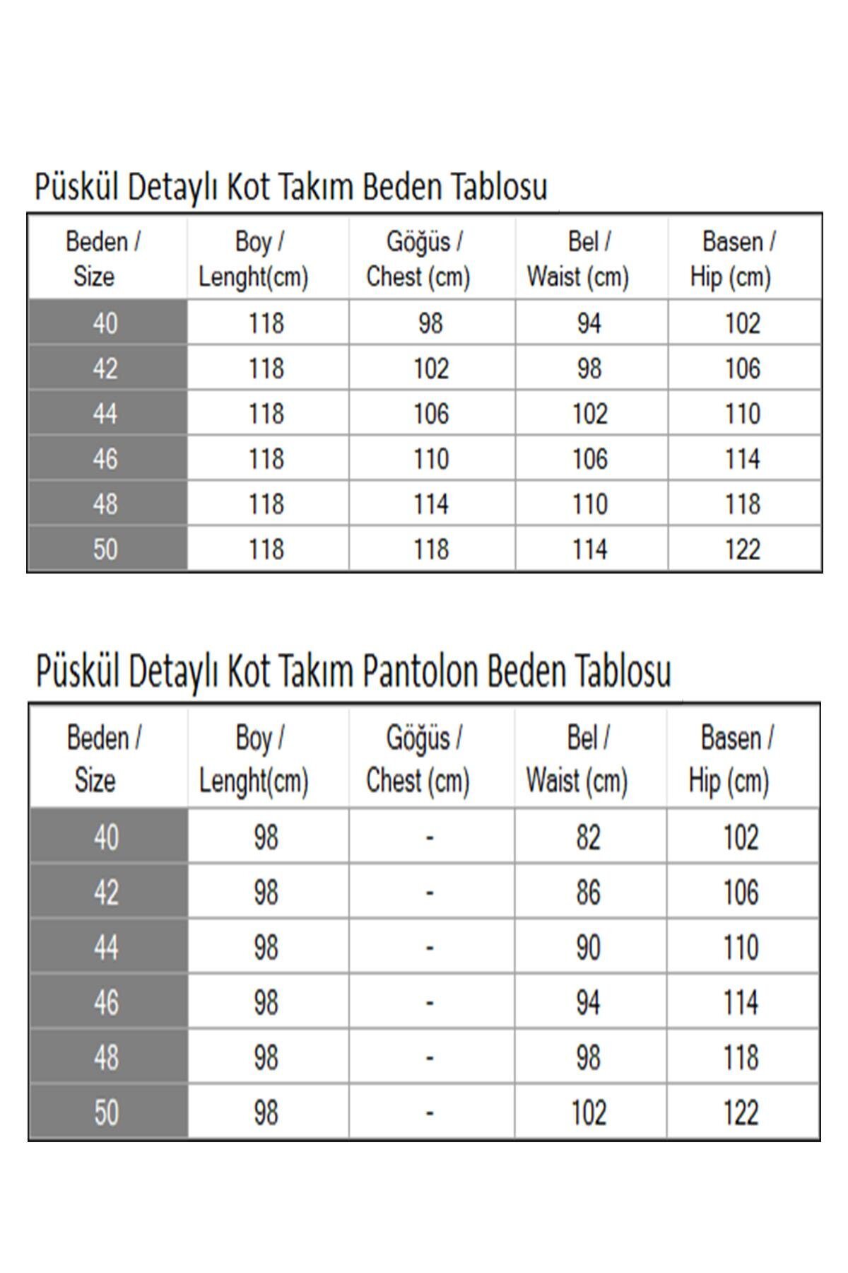 Koyu Mavi Kot Püskül Detaylı Tesettür Takım - Modamihram