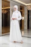 Organze Belted Abaya Set - White