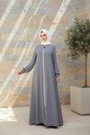 Piped Detail Abaya - Gray