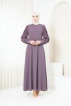 Pleated Sleeve Zipped Abaya - Lilac
