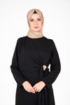 Siyah Bel Aksesuar Detaylı Tesettür Takım