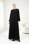 Double-Zipper Abaya - Black