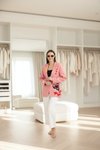 Pembe Blazer Nakışlı Ceket