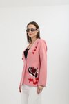 Pembe Blazer Nakışlı Ceket
