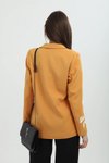 Sarı Oranj Nakışlı Blazer Ceket