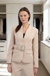 Bej Kemerli Blazer Ceket