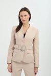Bej Kemerli Blazer Ceket