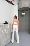 Beyaz Yüksek Bel Geniş Paça Pantolon