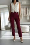 Slim-Fit Pocket-Detail Pants - Claret Red