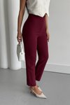 Bordo Dar Paça Cep Detaylı Pantolon