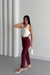 Bordo Dar Paça Cep Detaylı Pantolon