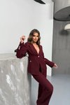 Bordo Düğme Detaylı Blazer Ceket
