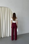 Bordo Geniş Paça Palazzo Cepli Klasik Pantolon