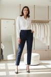 Ankle-Length Slim Carrot Pants - Navy Blue