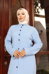Bebe Mavi Uzun Yaka Detaylı Tesettür İkili Takım
