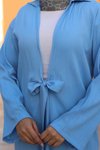 Bebe Mavisi Bağlama Detaylı Kimono Tesettür Takım