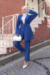 İndigo Kimono Cep Detaylı Tesettür Takım