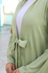 Mint Yeşili Kimono Bağlama Detaylı Tesettür Takım
