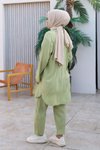 Mint Yeşili Kimono Bağlama Detaylı Tesettür Takım