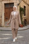 Kimono Tie-Detail Modest Set - Mink