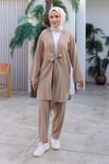Vizon Kimono Bağlama Detaylı Tesettür Takım