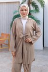 Vizon Kimono Bağlama Detaylı Tesettür Takım
