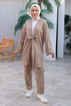 Vizon Kimono Bağlama Detaylı Tesettür Takım