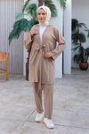 Vizon Kimono Bağlama Detaylı Tesettür Takım