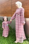 Gül Kurusu Dantelli Anne Tesettür Elbise