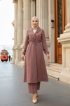 Gül Kurusu Fermuar Detaylı Tesettür İkili Takım