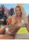 Bej Gold Hue Detaylı Bikini Takım