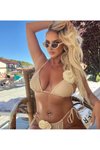 Bej Gold Hue Detaylı Bikini Takım