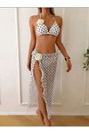 Beyaz Asena Stil Bikini Pareo Set