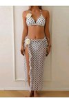 Beyaz Asena Stil Bikini Pareo Set